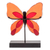 Art glass sculpture, 'Flight of Color in Red' - Art Glass Butterfly Sculpture in Orange from El Salvador (image 2c) thumbail
