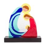 Art glass nativity sculpture, 'Life and Love' - Colorful Art Glass Nativity Sculpture from El Salvador