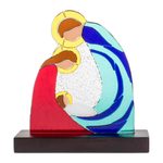 Art glass nativity sculpture, 'Life and Love' - Colorful Art Glass Nativity Sculpture from El Salvador