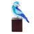 Art glass sculpture, 'Blue-Grey Tanager' - Art Glass Blue Bird Sculpture from El Salvador