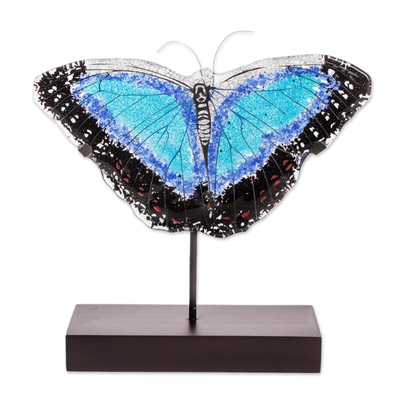 Art Glass Morpheus Butterfly Sculpture from El Salvador