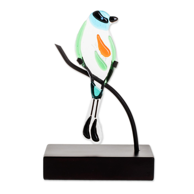 Art Glass Sculpture of a Motmot Bird from El Salvador