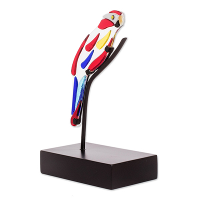Art glass sculpture, 'Macaw' - Art Glass Macaw Sculpture from El Salvador