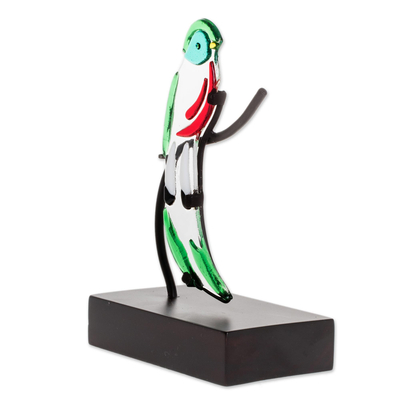 Kunst-Glasskulptur, 'Quetzal'. - Glaskunst Quetzal-Vogel-Skulptur aus El Salvador