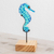 Art glass sculpture, 'Blue Seahorse' - Art Glass Seahorse Sculpture from El Salvador thumbail