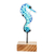 Art glass sculpture, 'Blue Seahorse' - Art Glass Seahorse Sculpture from El Salvador (image 2a) thumbail