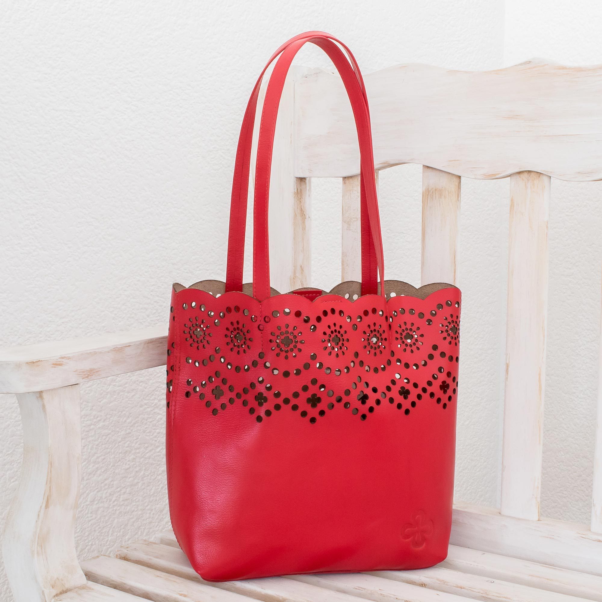 Handmade Leather Handbags In Crimson Set Of 3 Feminine Handmade Leather Handbags In Crimson