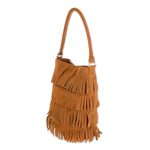 Suede handle handbag, 'Bohemian Ginger' - Fringed Suede Handle Handbag in Ginger from El Salvador
