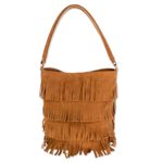 Suede handle handbag, 'Bohemian Ginger' - Fringed Suede Handle Handbag in Ginger from El Salvador