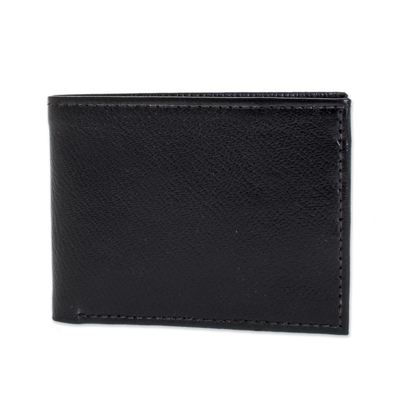 Handcrafted Black Leather Wallet from El Salvador