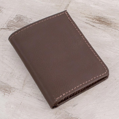 Leather wallet, 'Espresso Helper' - Handcrafted Leather Wallet in Espresso from El Salvador