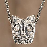 Sterling silver pendant necklace, 'Iximche Jaguar' - Sterling Silver Pendant Necklace Crafted in Guatemala