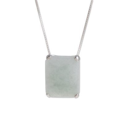 Jade pendant necklace, 'Rectangle Elegance' - Rectangular Jade Pendant Necklace from Guatemala