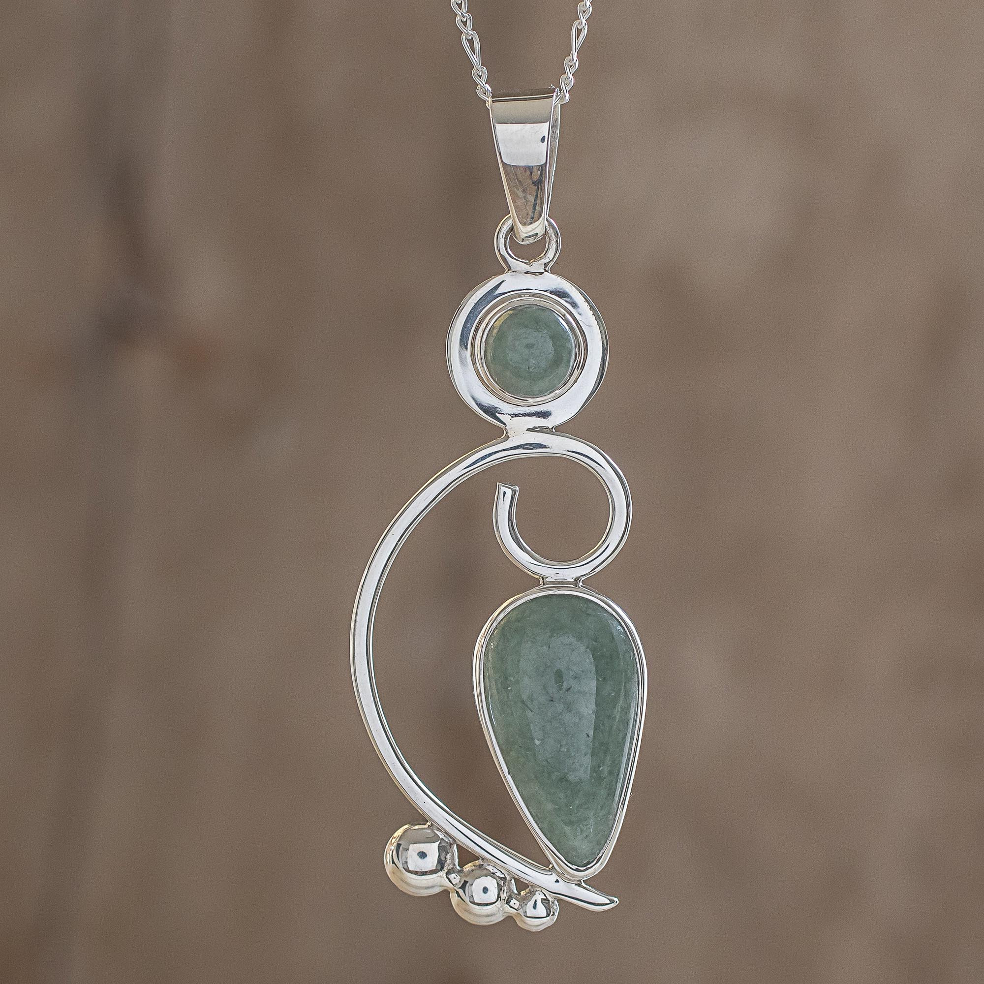 Apple Green Jade Pendant Necklace Crafted In Guatemala Magic Bird