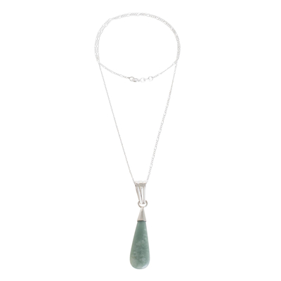 Halskette mit Jade-Anhänger - Apfelgrüne Tropfen-Jade-Anhänger-Halskette aus Guatemala