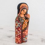Wood statuette, 'Mother of Love' - Hand-Carved Wood Mary and Jesus Statuette from Guatemala