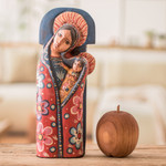 Wood statuette, 'Mother of Love' - Hand-Carved Wood Mary and Jesus Statuette from Guatemala