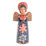 Wood statuette, 'Angel Love' - Hand-Carved Wood Angel Statuette from Guatemala