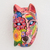 Wood mask, 'Guatemalan Marvels' - Hand-Painted Floral Wood Wolf Mask from Guatemala thumbail