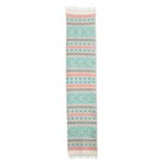 Cotton table runner, 'Guatemala is Family' - Handwoven Cotton Table Runner in Turquoise from Guatemala