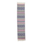 Cotton table runner, 'Guatemala is Life' - Handwoven Cotton Table Runner in Blue from Guatemala