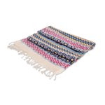 Cotton table runner, 'Guatemala is Life' - Handwoven Cotton Table Runner in Blue from Guatemala