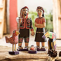 Wood nativity scene, 'Chichicastenango Nativity' (7 piece) - Cultural Wood Nativity Scene from Guatemala (7 Piece)