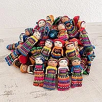 Cotton decorative dolls, 'Worry Doll Village' (set of 100)