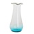 Vase aus mundgeblasenem Recyclingglas, 'Glitzerndes Meer'. - Mundgeblasene Vase aus Recyclingglas mit blauem Akzent