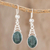 Jade dangle earrings, 'Dark Green Antique Arcs' - Arc Motif Jade Dangle Earrings from Guatemala (image 2) thumbail