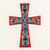 Decoupage wood cross, 'Traditional Colors in Red' - Decoupage Wood Wall Cross with Red Accents