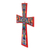 Decoupage wood cross, 'Traditional Colors in Red' - Decoupage Wood Wall Cross with Red Accents