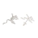 Sterling silver button earrings, 'Lithe Beauties' - Modern Sterling Silver Frog Button Earrings from Costa Rica