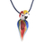 Handblown glass pendant necklace, 'Beautiful Macaw' - Handblown Glass Macaw Pendant Necklace from Costa Rica thumbail