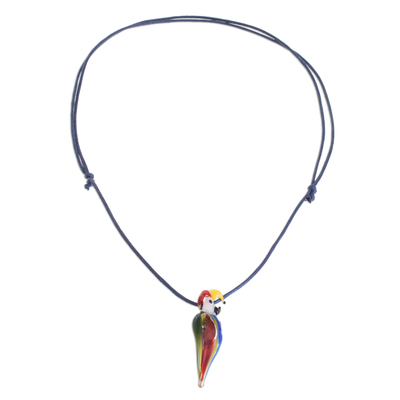 Halskette mit mundgeblasenem Glasanhänger - Halskette mit mundgeblasenem Glasara-Anhänger aus Costa Rica