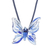 Handblown glass pendant necklace, 'Blue Butterfly' - Blue Butterfly Handblown Glass Pendant Necklace thumbail