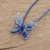Handblown glass pendant necklace, 'Blue Butterfly' - Blue Butterfly Handblown Glass Pendant Necklace (image 2b) thumbail