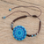 Glass beaded macrame pendant bracelet, 'Blue Rivers' - Glass Beaded Macrame Pendant Bracelet in Blue thumbail