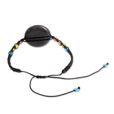Makramee-Anhängerarmband aus Glasperlen - Mehrfarbiges Makramee-Armband mit Glasperlen aus Costa Rica
