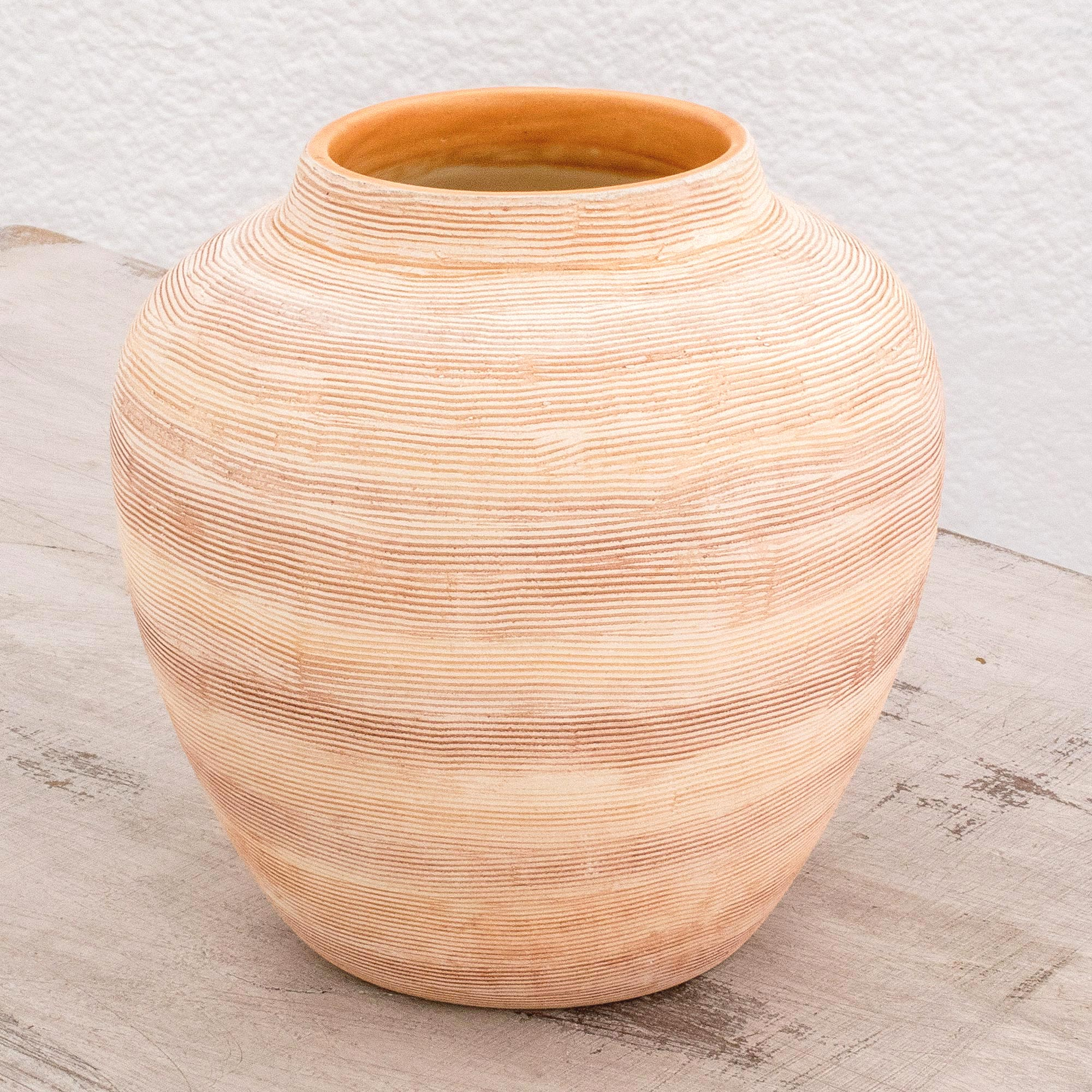 Rustic Ceramic Vase Handcrafted In Guatemala Rustic Beauty Novica