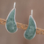 Jade climber earrings, 'Apple Green Guatemalan Drops' - Drop-Shaped Apple Green Jade Climber Earrings from Guatemala (image 2) thumbail