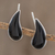 Jade climber earrings, 'Black Guatemalan Drops' - Drop-Shaped Black Jade Climber Earrings from Guatemala (image 2) thumbail