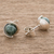 Jade stud earrings, 'Green Magic Silhouette' - Modern Jade Stud Earrings in Dark Green from Guatemala (image 2c) thumbail