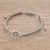 Silver pendant bracelet, 'Smoke Gerbera' - Sterling Silver Daisy Flower Bracelet in Smoke