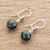 Jade dangle earrings, 'Magic Orbs' - Dark Green Jade Dangle Earrings from Guatemala