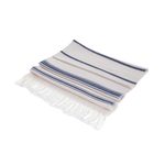 Cotton beach towel, 'Sweet Relaxation in Snow White' - Snow White Cotton Beach Towel with Indigo Stripes