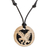 Coconut shell and lava stone pendant necklace, 'Wisdom and Valiance' - Coconut Shell and Lava Stone Eagle Pendant Necklace