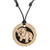 Coconut shell and lava stone pendant necklace, 'Bulldog' - Coconut Shell and Lava Stone Bulldog Pendant Necklace