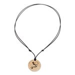 Coconut shell and lava stone pendant necklace, 'Abstract Phoenix' - Coconut Shell and Lava Stone Phoenix Pendant Necklace