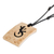 Coconut shell and lava stone pendant necklace, 'Gecko Rectangle' - Coconut Shell and Lava Stone Gecko Pendant Necklace